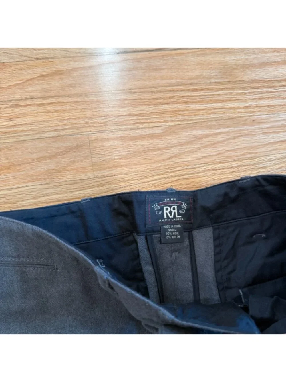 Double RL RRL Grey Wool Straight Fit Officer Trousers 30/27